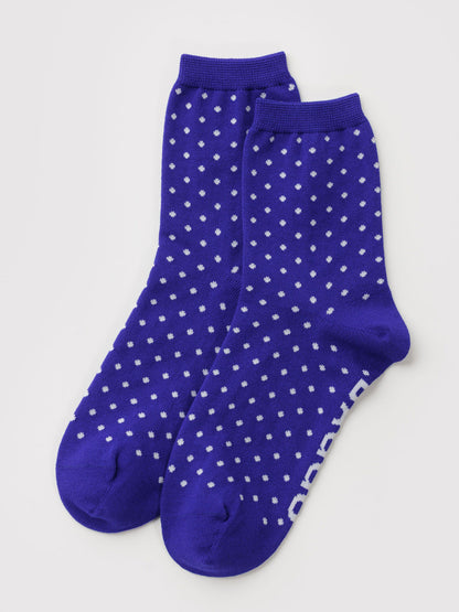 Micro Blue and White Polka Dot Crew Socks