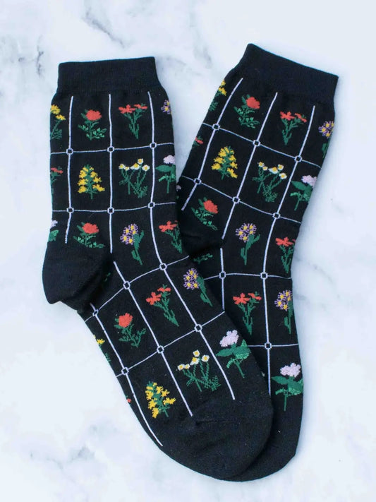 Midnight Botanical Garden Socks