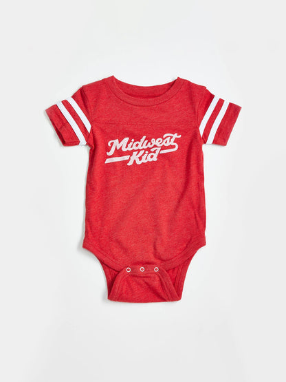 Midwest Kid Heather Red Onesie