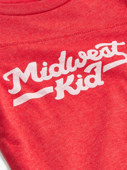 Midwest Kid Heather Red Onesie