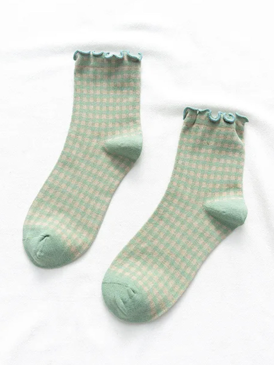 mint gingham socks