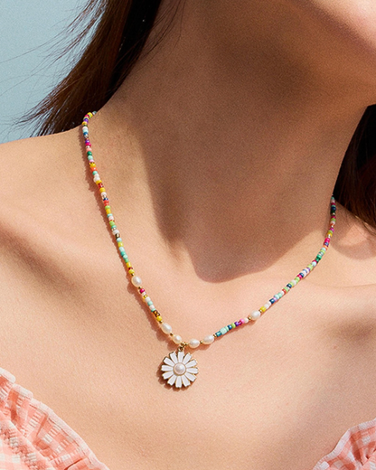 mireau 18k gold-plated daisy necklace