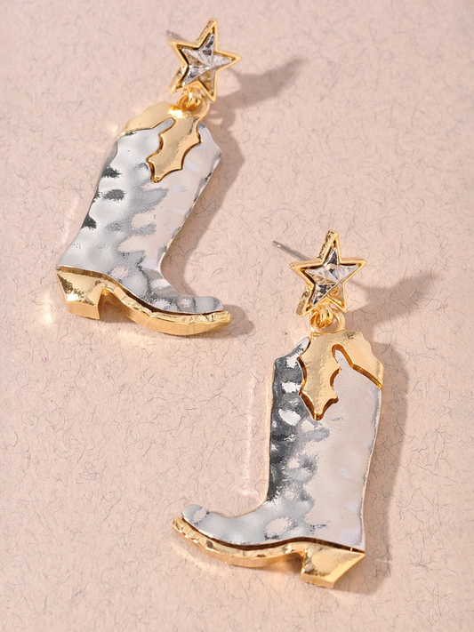 mixed metal cowgirl earrings