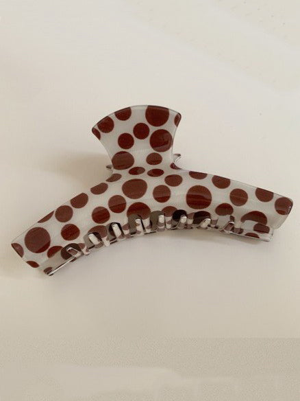 Mocha Dottie Hair Claw Clip