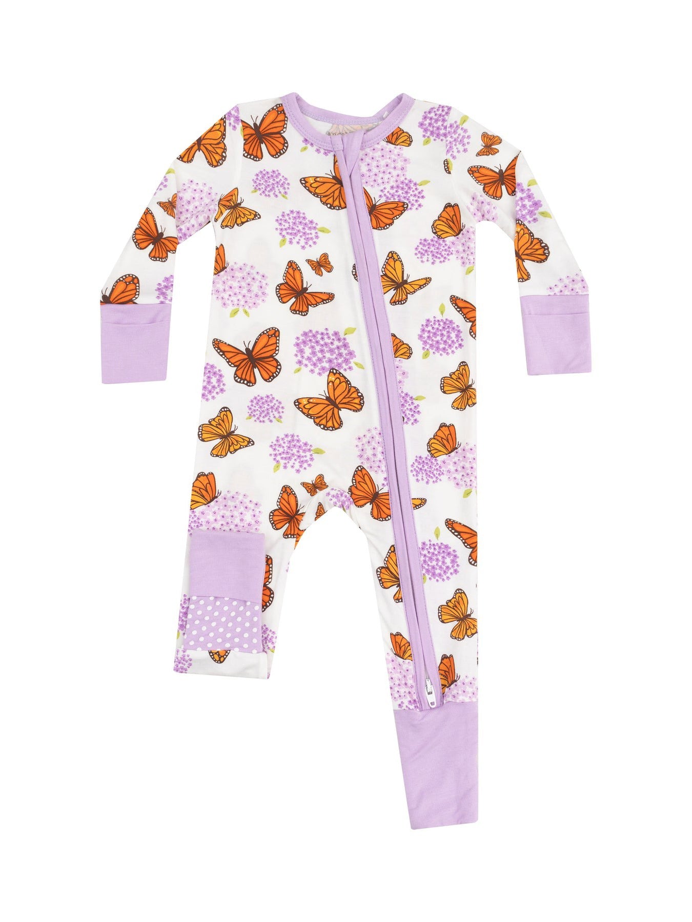 Monarch Butterflies & Milkweed Zipper Romper