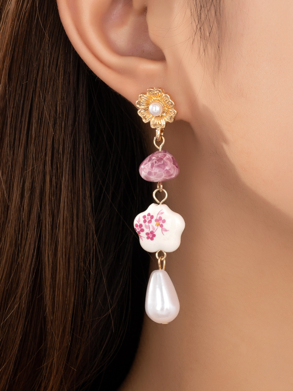 mulberry porcelain drop earrings