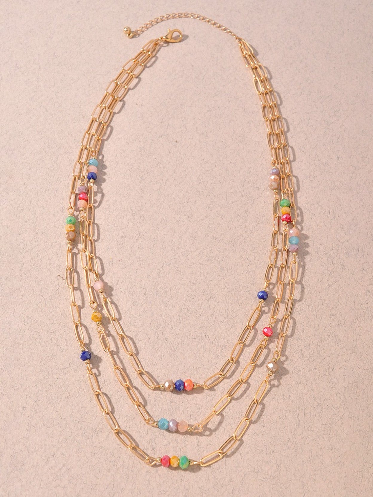 multi beaded gold chain necklace