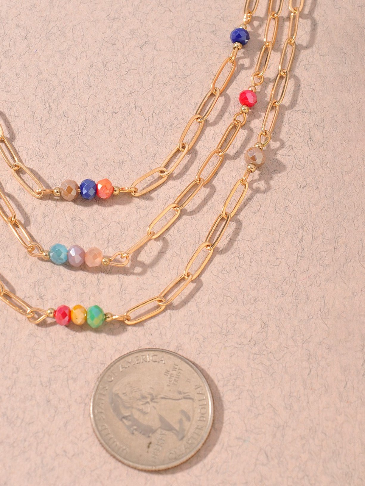 multi beaded gold chain necklace