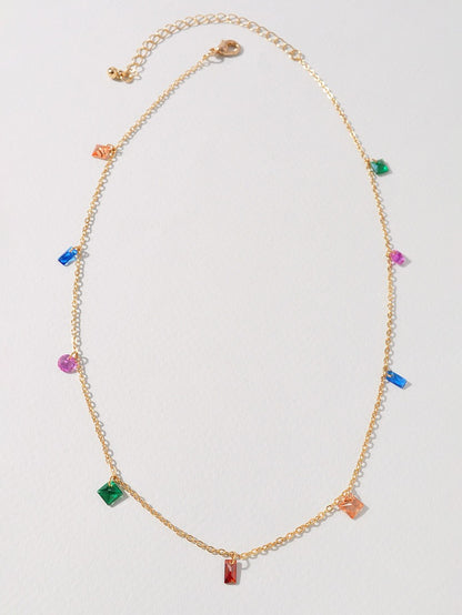 multi crystal charm necklace