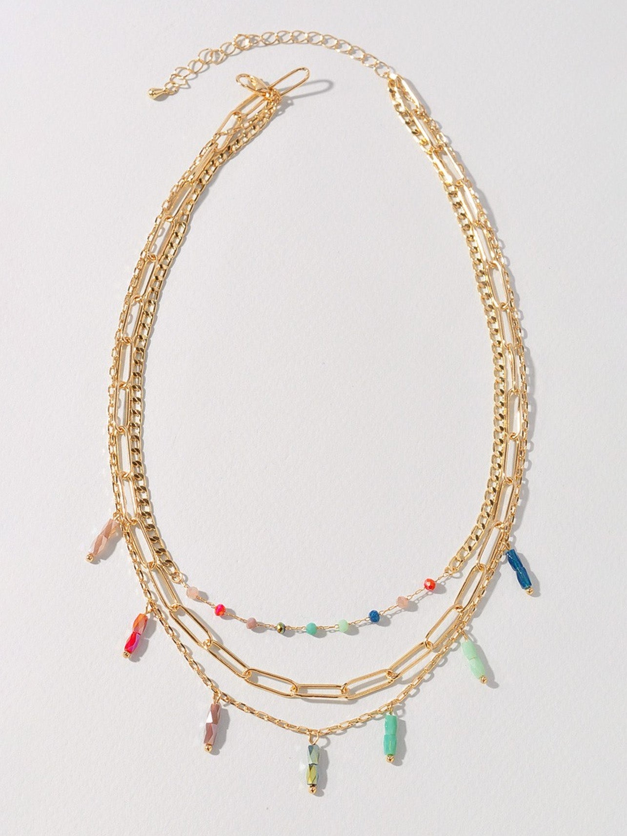 multi layered chain crystal necklace