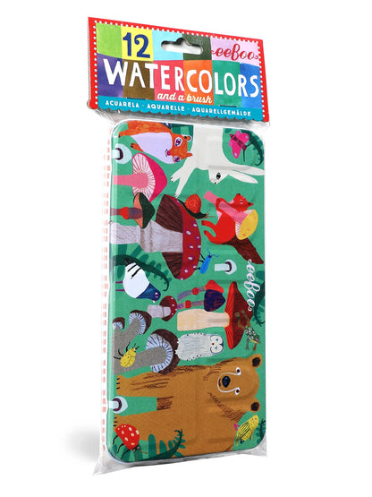 mushrooms watercolors tin