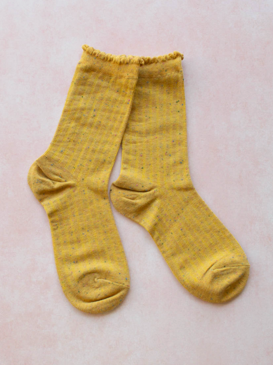 mustard confetti socks