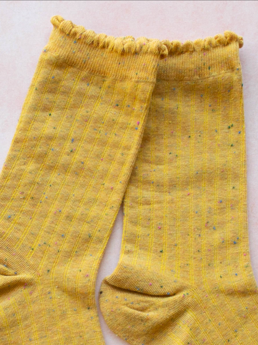 mustard confetti socks