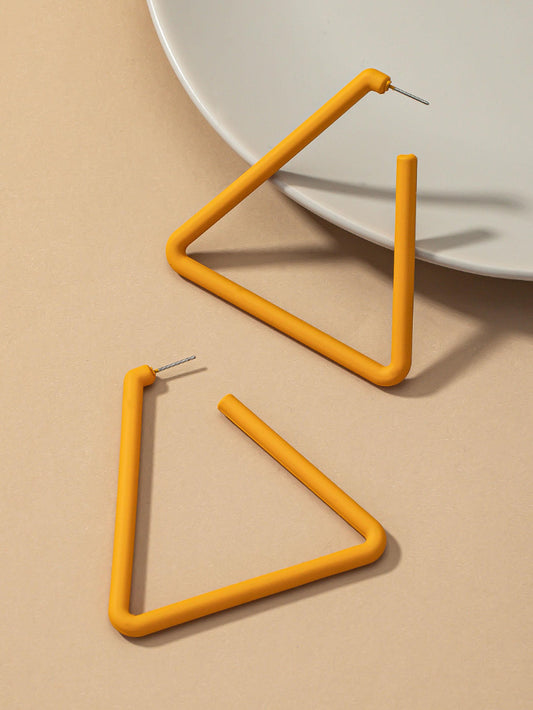 mustard triangle hoop earrings