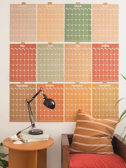 Muted Monthly Undated A3 Wall Calendar
