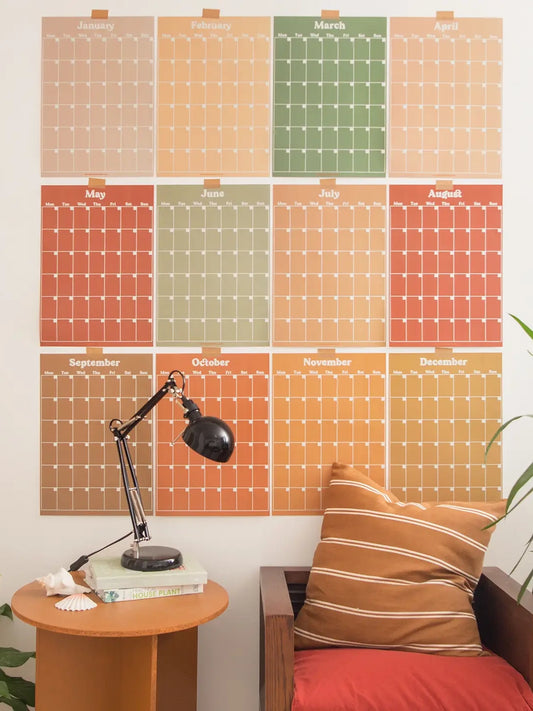 Muted Monthly Undated A3 Wall Calendar