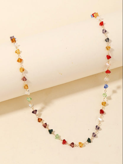 muted rainbow beaded necklace