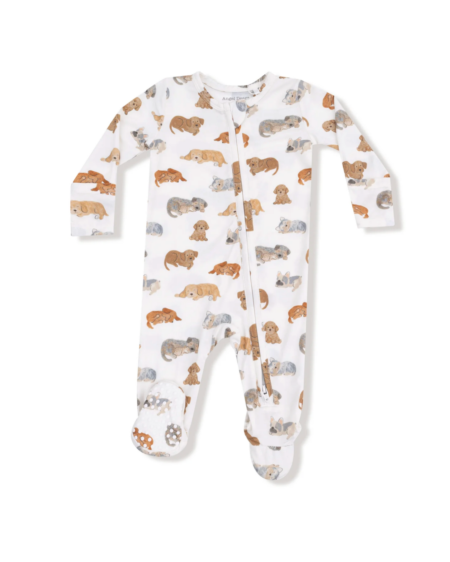 napping puppies zipper footie
