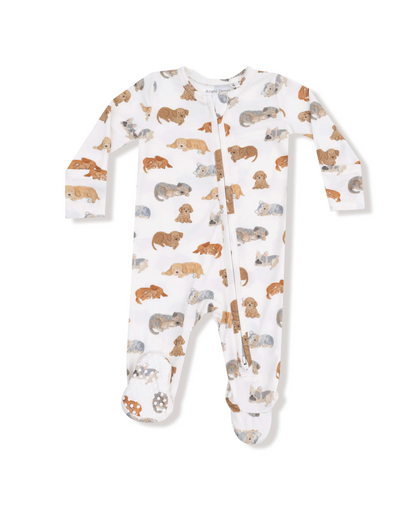 napping puppies zipper footie