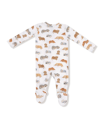 napping puppies zipper footie
