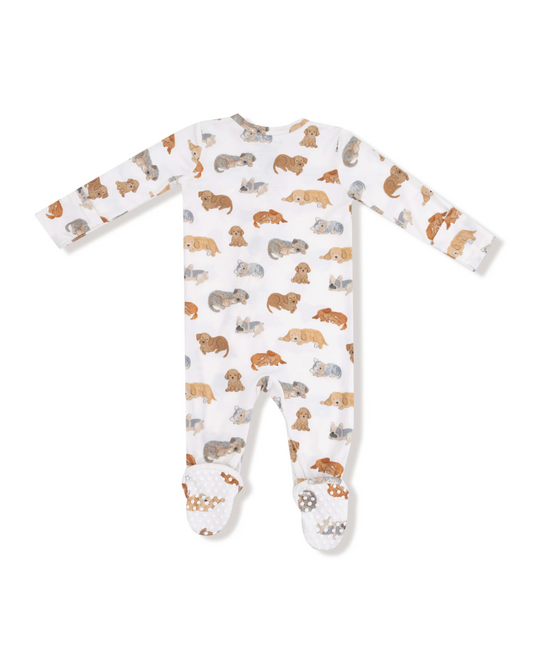 napping puppies zipper footie