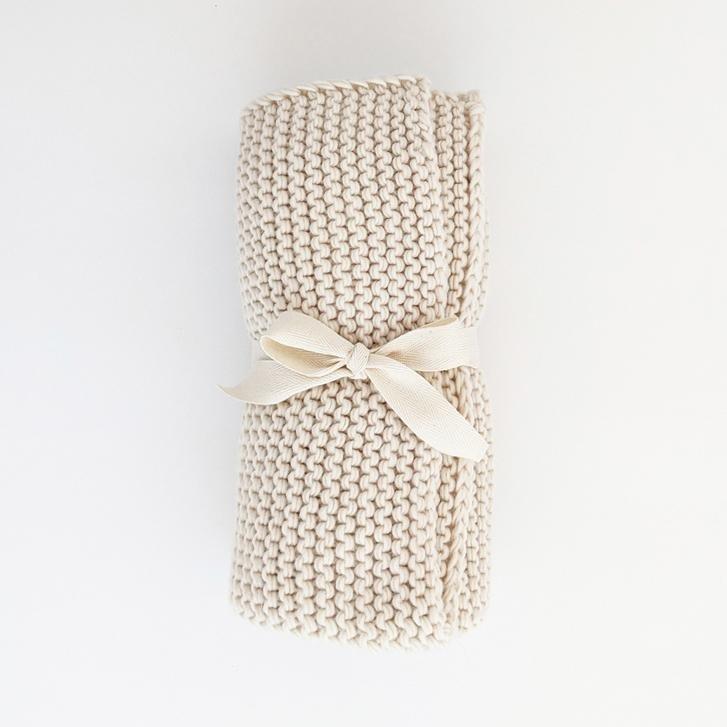 natural garter stitch blanket