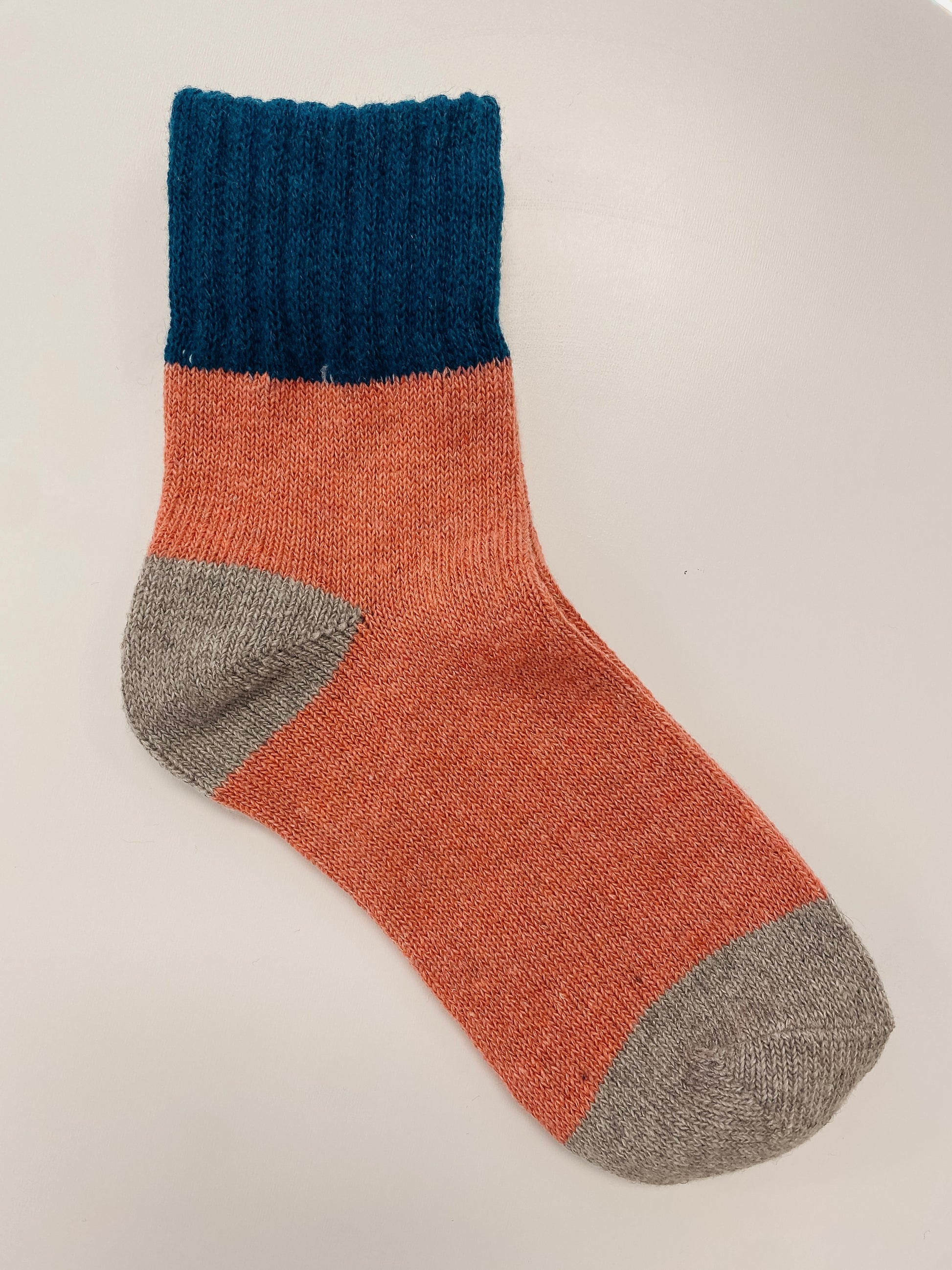 navy cuff + rose color block socks