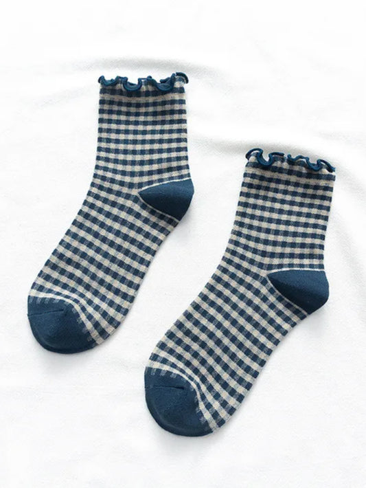 navy gingham socks