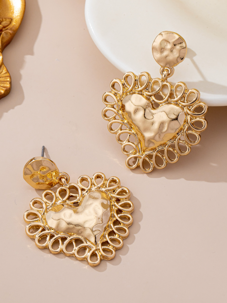 nina heart drop earrings