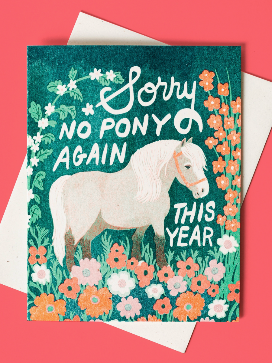 no pony risograph birthday card