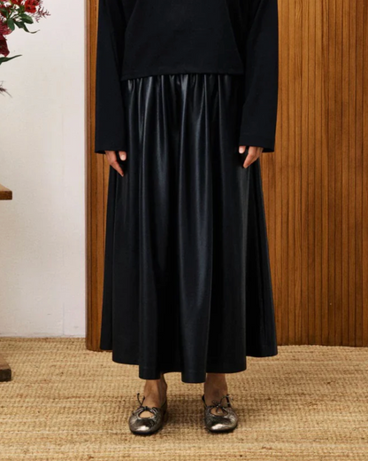 noir bourdin midi skirt