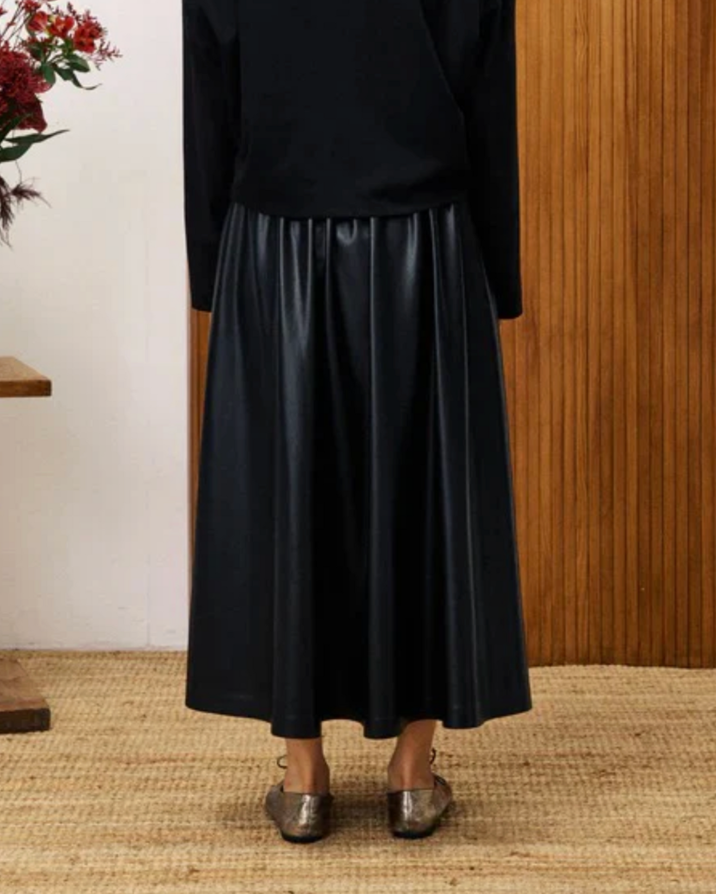 noir bourdin midi skirt