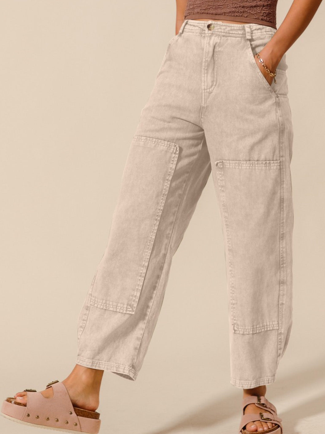 oatmeal barrel jeans