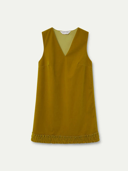 Ochre Velvet Flounce Dress