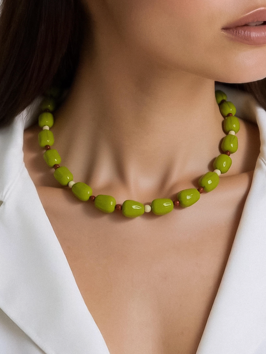 olive beaded necklace