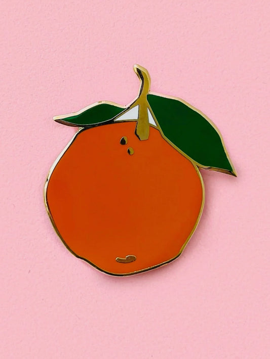 orange enamel pin