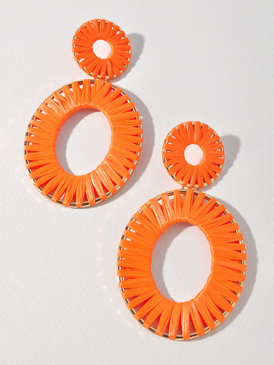 orange raffia kate earrings