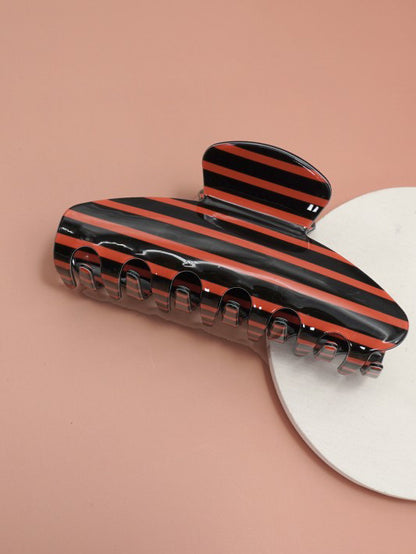 Orange Stripe Hair Claw Clip
