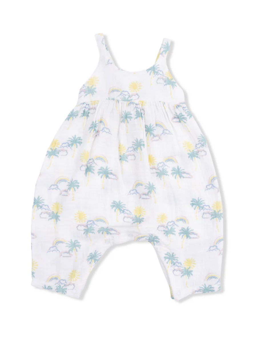 Palm Trees + Rainbows Tie Back Romper
