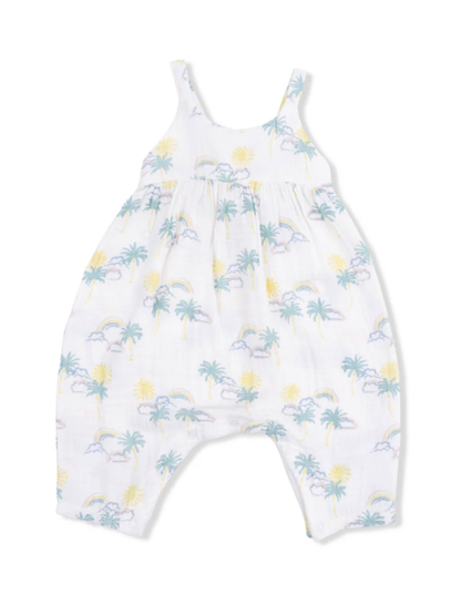 Palm Trees + Rainbows Tie Back Romper