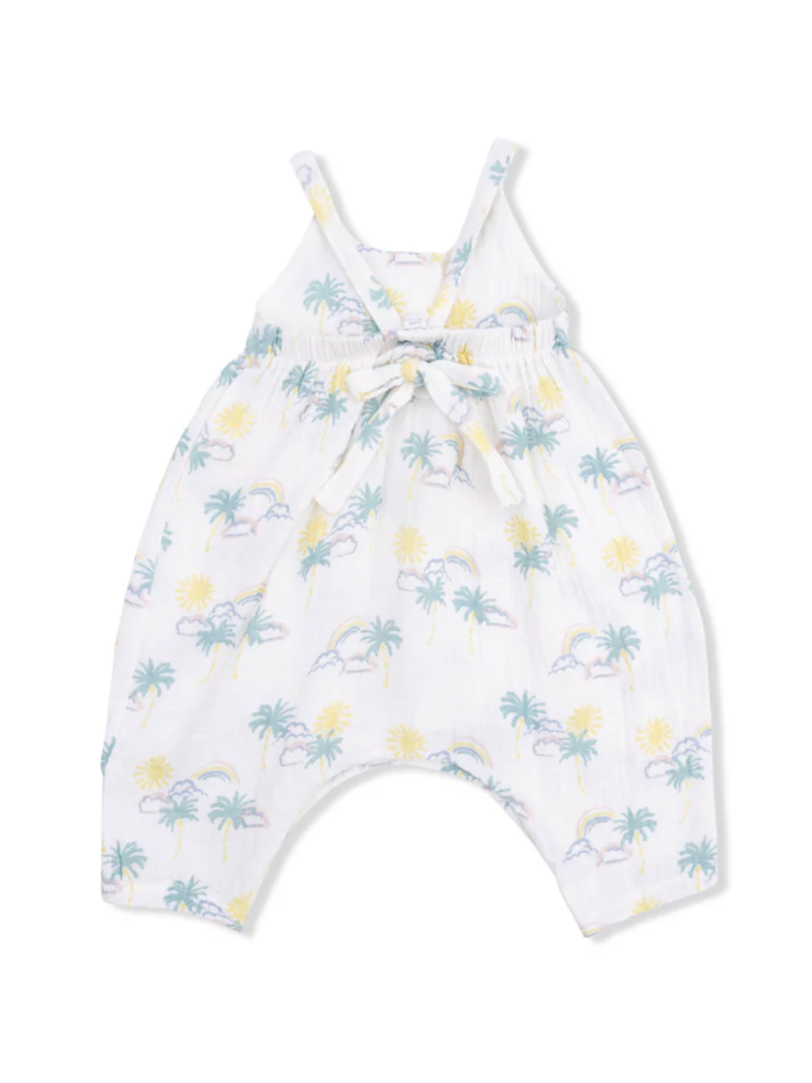 Palm Trees + Rainbows Tie Back Romper