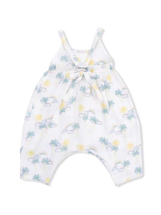 Palm Trees + Rainbows Tie Back Romper