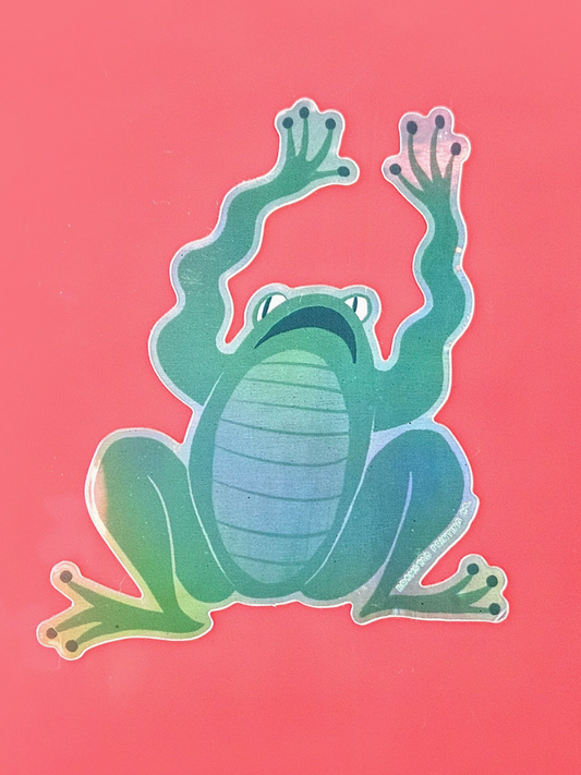panic frog holographic sticker