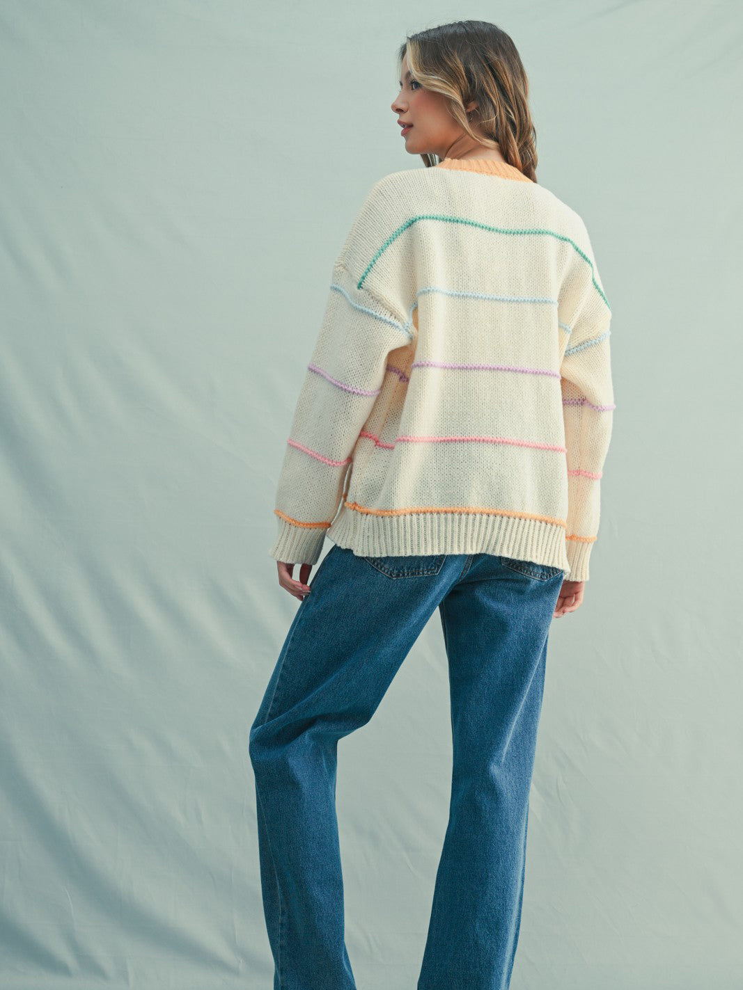 Pastel Rainbow Stripe Cardigan