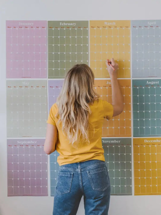 Pastels Monthly Undated A3 Wall Calendar