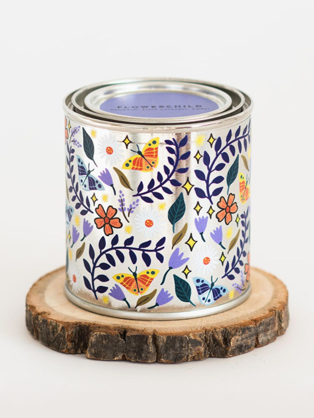 patchouli flowerchild paint tin candle