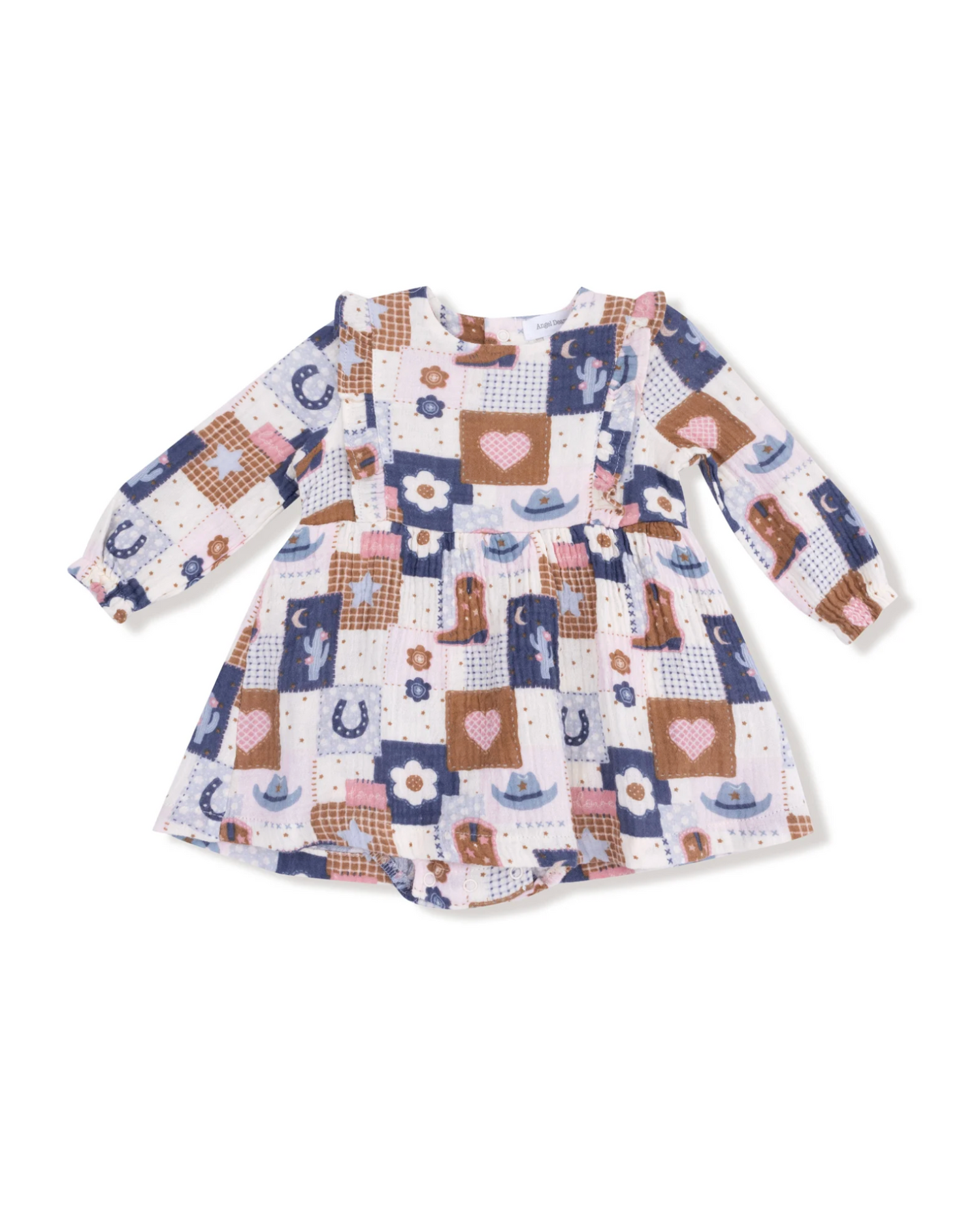 patchwork cowgirl ruffle bodysuit dress