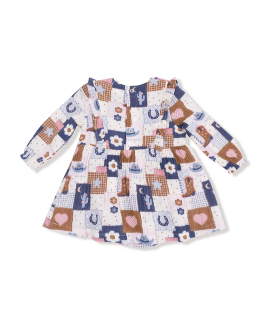 patchwork cowgirl ruffle bodysuit dress