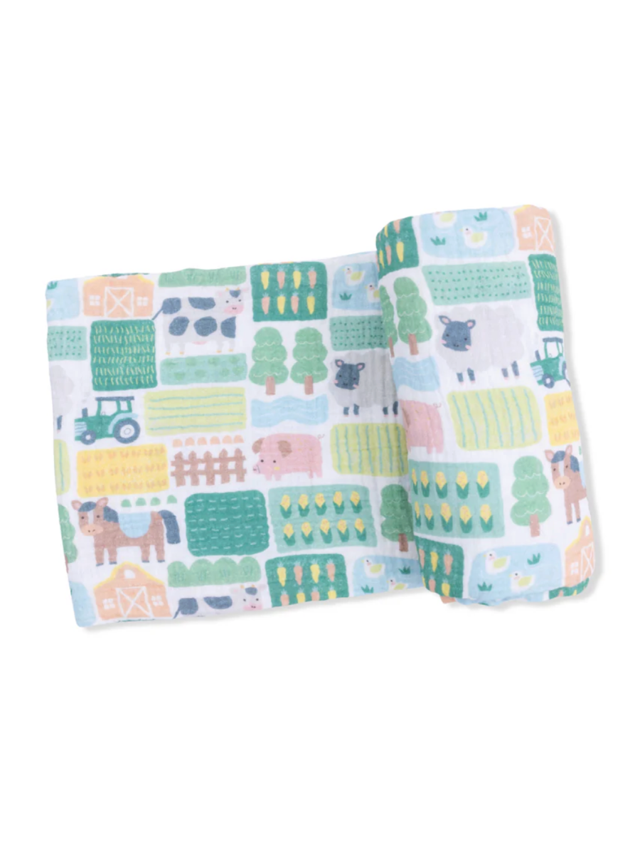 Patchwork Farm Swaddle Blanket