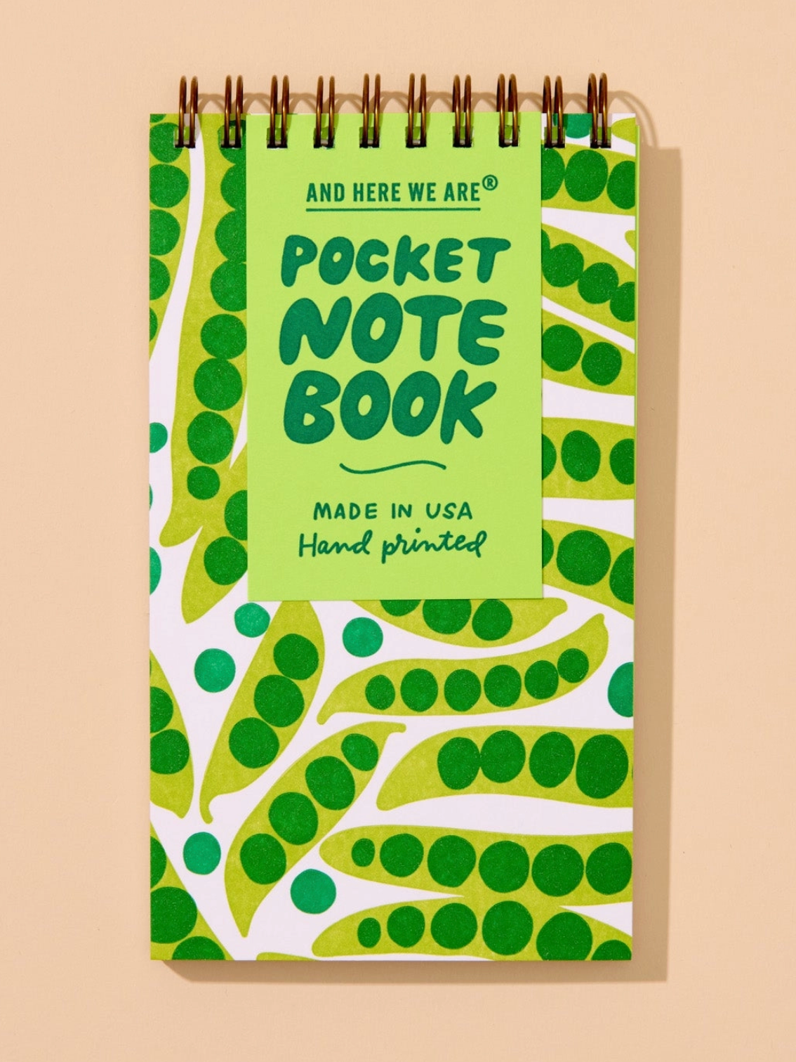 pea pod letterpress spiral pocket notebook